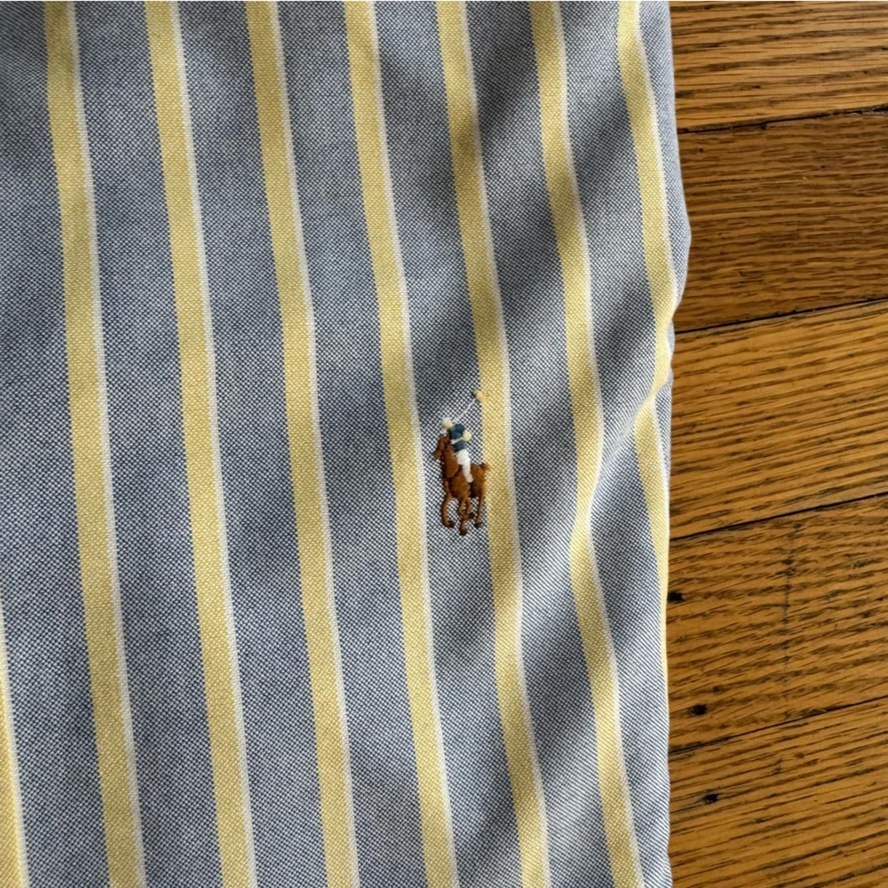 Ralph Lauren Blue and White Striped Classic Fit Shirt Neck Size 17 Preppy - Picture 14 of 14